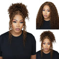 Perruque Lace Front HD 360 sans colle, brune chocolat, bouclée birmane