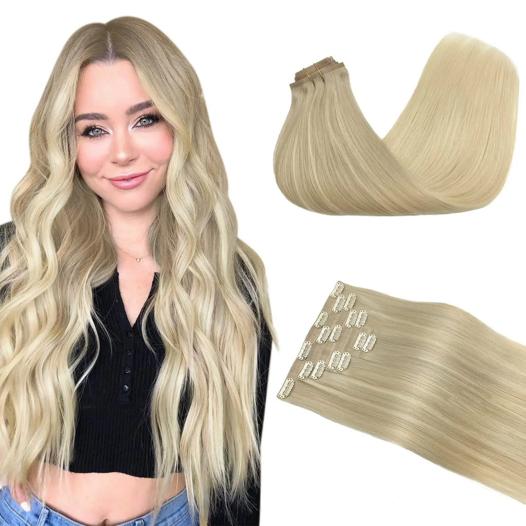 Seamless Clip In Human Hair Extensions – Invisible PU 150g