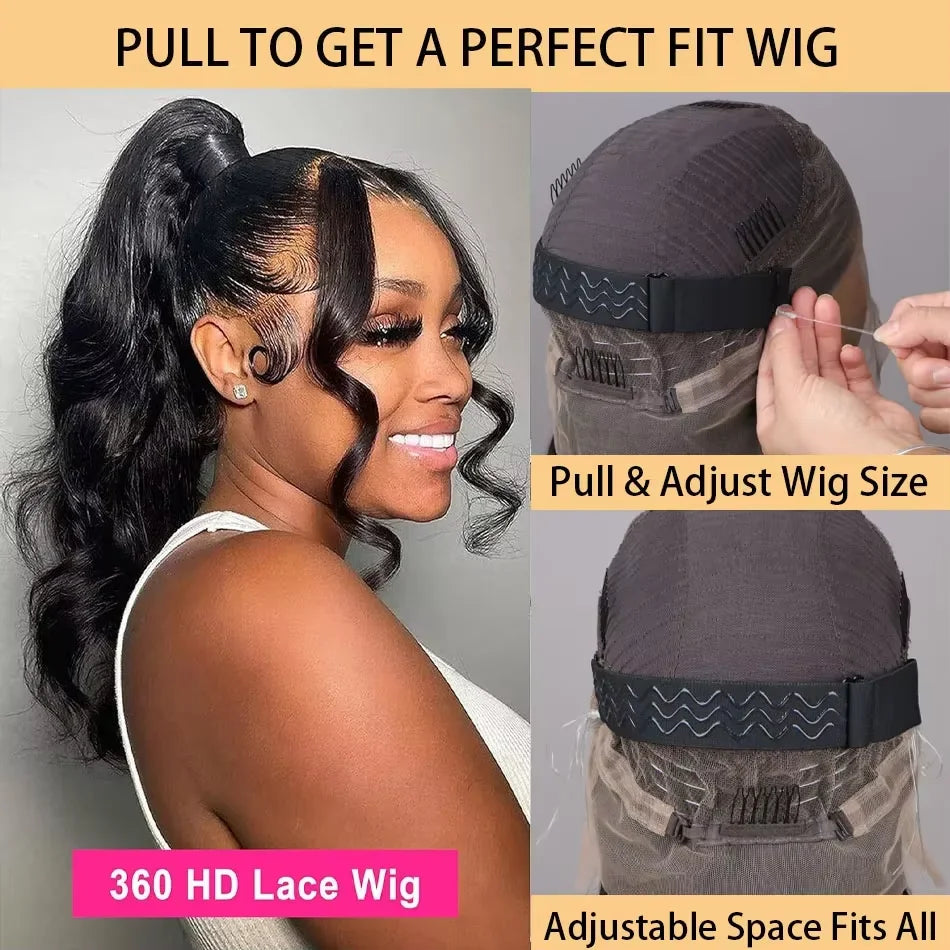 Perruque lace front Body Wave Cheveux humains – HD 13x6 & 360 sans colle