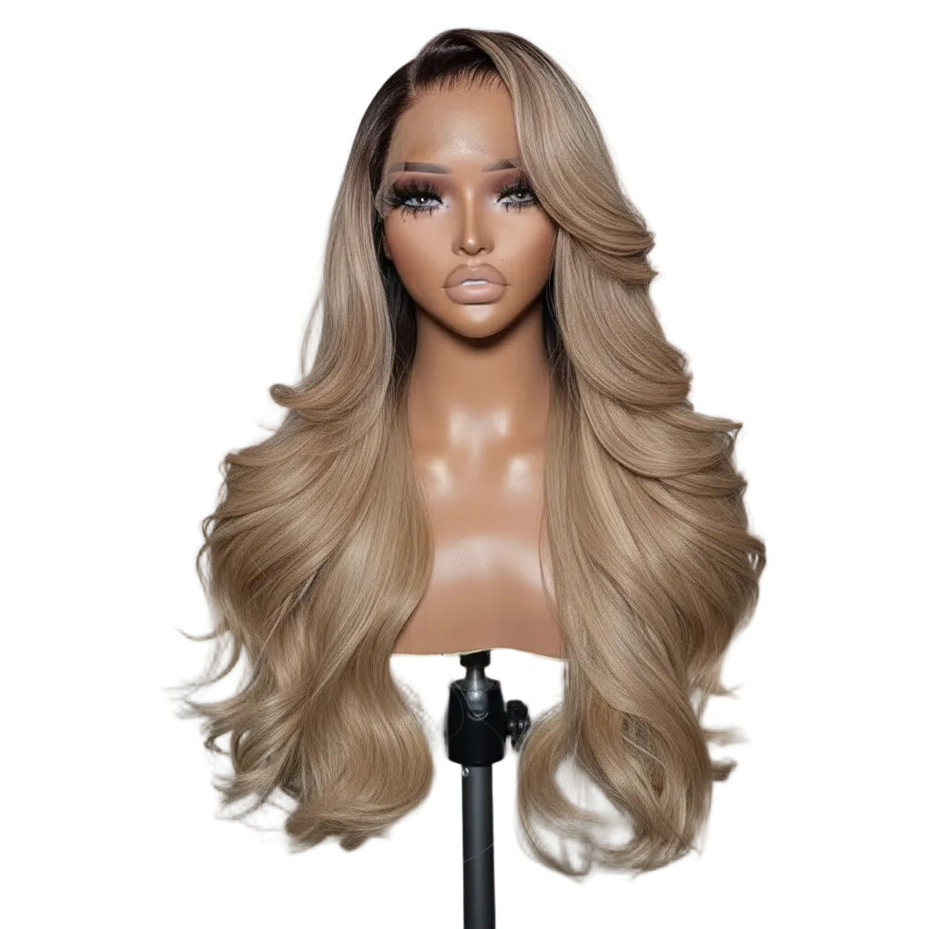 Ombre Brown Blonde Human Hair Wig Body Wave HD