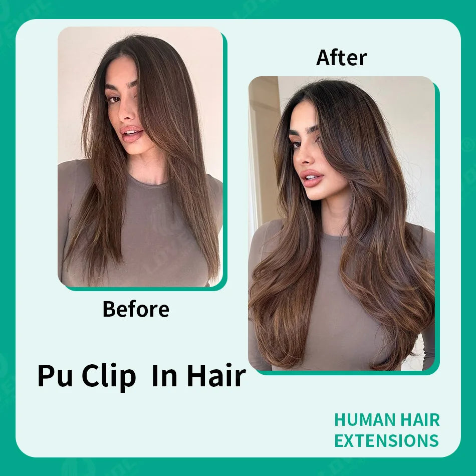 Extensions à clips invisibles en cheveux humains raides
