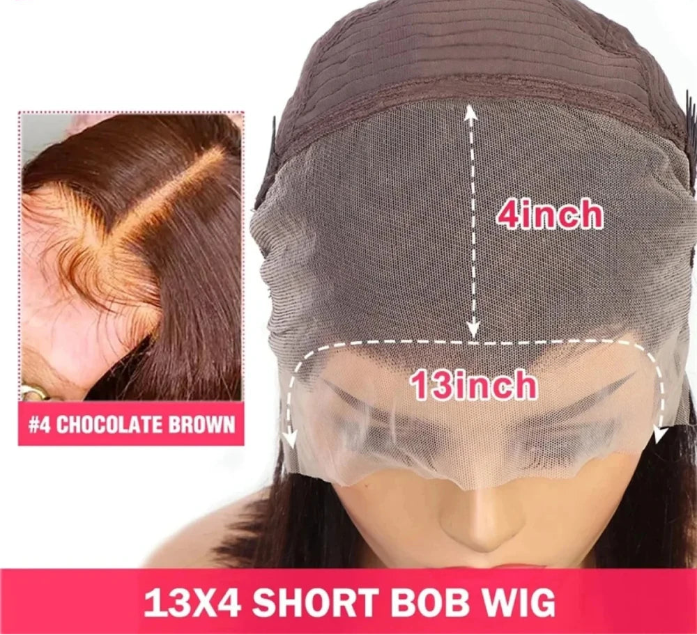 99J Bordo Bob 13x4 HD İnsan Saçlı Dantel Ön Peruk