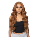Perruque de cheveux humains ondulés, frontale en dentelle, blond vénitien