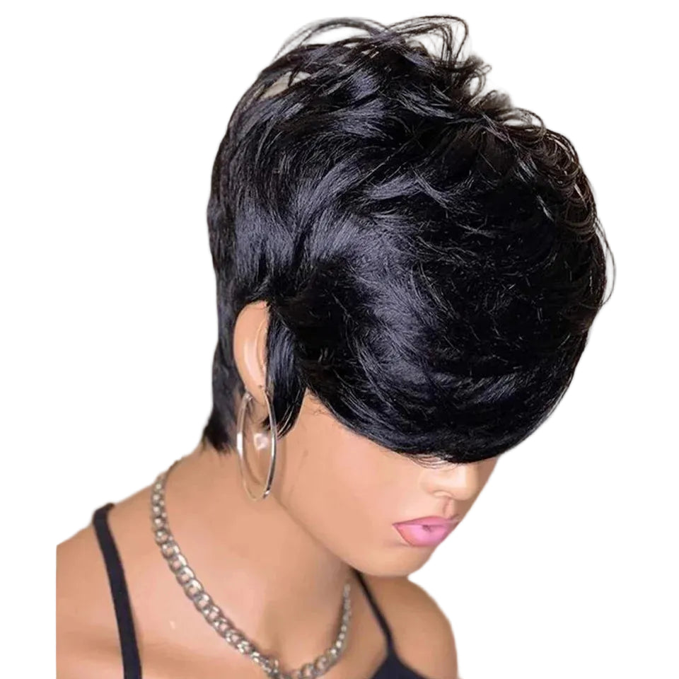 Short Bob Pixie Cut Straight Human Hair Glueless Wig